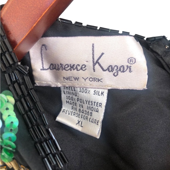 Laurence Kazar Black and Purple Floral Sequin Blouse - Picture 3 of 6